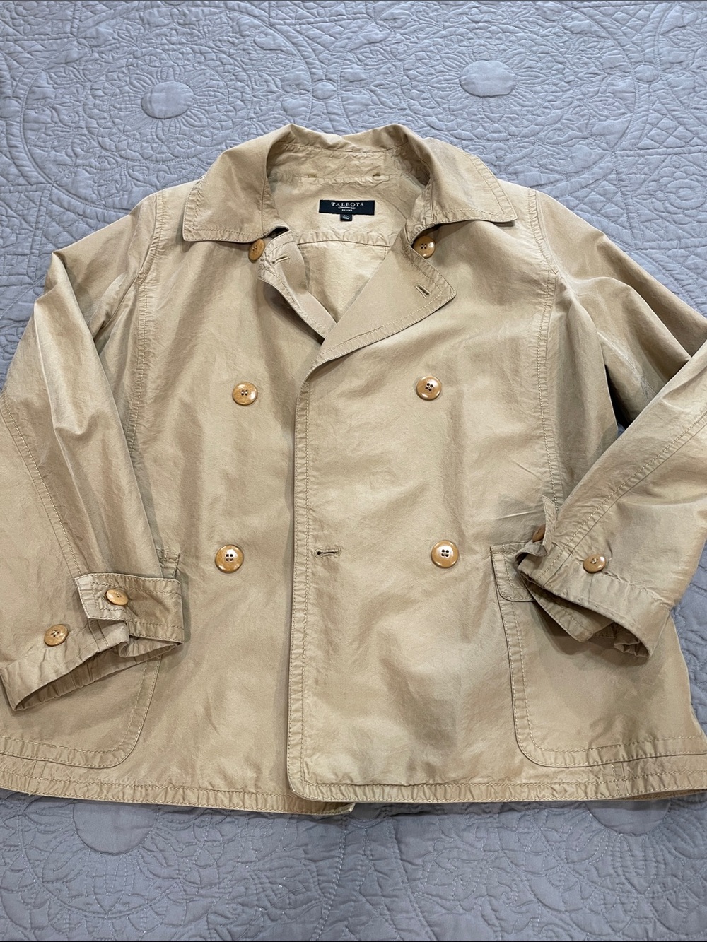 Talbots lightweight Double-Breasted Beige Trench Coat 12P